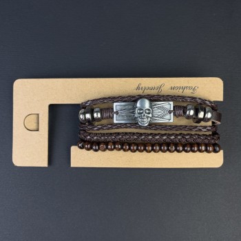 Pánský náramek z eko kůže s lebkou