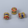 Korálka Cloisonné cylindrická modro-červená, průměr cca 8×10 mm, otvor 1,8 mm, zlatý odstín kovu, 1 ks
