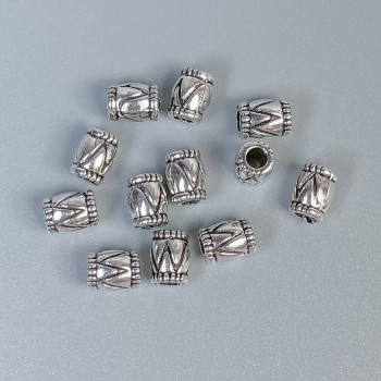 Korálka-vložka, barva kovu stříbrná, průměr 4,5×6 mm ±, otvor 2 mm ±, balení 36 ks