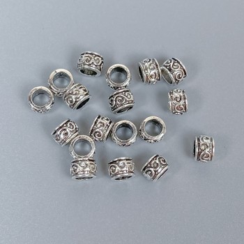 Korálka-vložka s barvou kovu stříbrná, průměr 5×3,5 mm ±, otvor průměr 3 mm ±, balení 20 g (~100 ks)