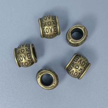 Bronzová korálková vložka – šperkařská komponenta, průměr 9×10 mm ± otvor 5 mm ± balení 10 ks