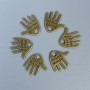 Přívěšek dlaň, ručně vyráběný, bronzová barva kovu, rozměry 12×11×1 mm ± otvor, průměr 1,5 mm ± balení 20 g (~50 ks)