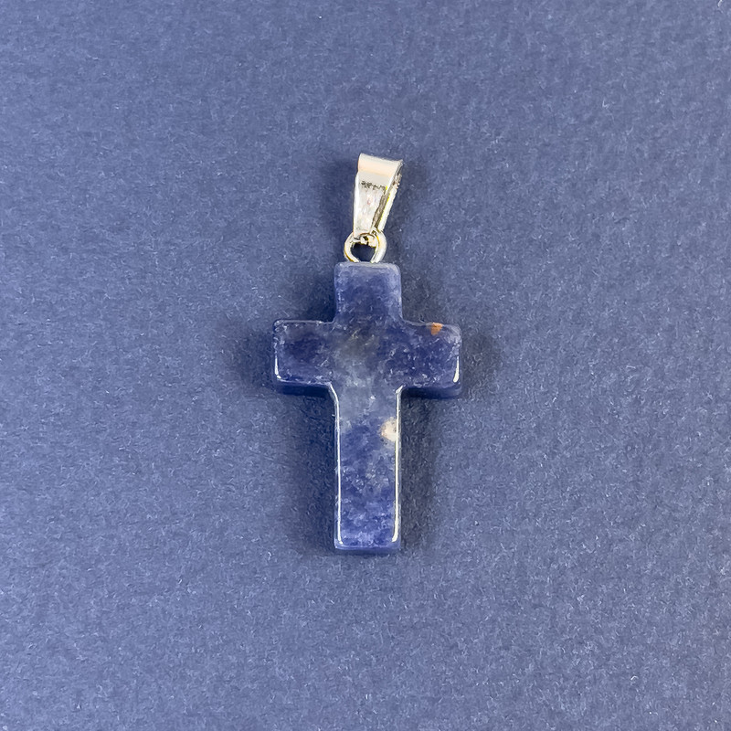 Přívěsek Kříž z lazuritu, přírodní kámen 20×14×5×28 mm+