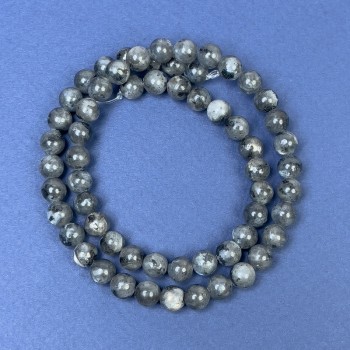 Labradoritové korálky na niti, hladké kuličky, průměr 7 mm, délka 39 cm