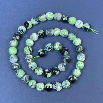 Achátové korálky na niti, broušené kuličky, průměr 8 mm, délka 36 cm