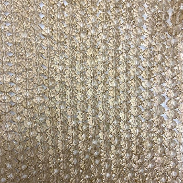 Korálky českého křišťálu na vlasové šňůře, jantarově průhledné, facetované rondely, průměr 8×6 mm, délka cca 40–41 cm +