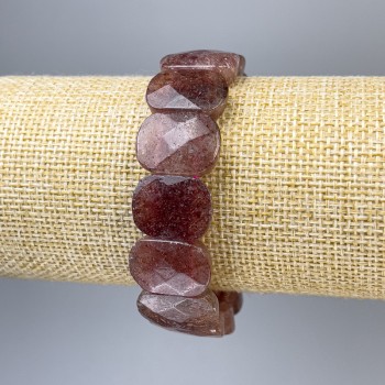Náramek z jahodového křemene – články, průměr cca 18×14 mm, délka 18 cm, elastická šňůrka