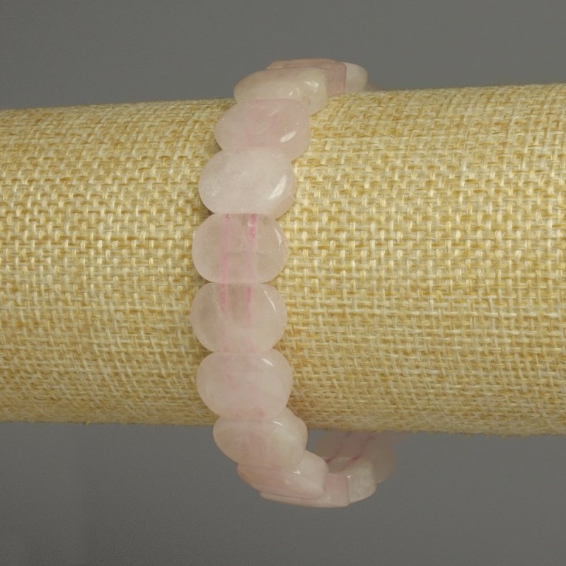 Výprodej! Náramek z růžového křemene, zaoblené články, průměr 14×10 mm, délka cca 18 cm, elastický