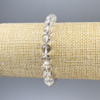 Náramek z horského křišťálu, hladká kulička, průměr 8 mm ±, délka 18 cm, elastický