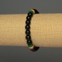 Náramek z achátu, lisované korálky o průměru cca 8 mm, akrylová vložka o rozměrech 9×8 mm, délka 18 cm ±, elastický