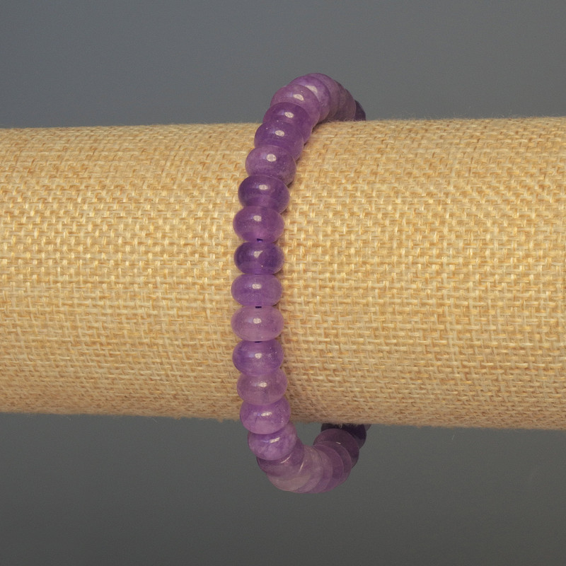 Náramek levandulový ametyst rondel, průměr 8×5 mm, délka 18 cm, elastický
