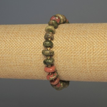 Náramek z heliotropu – galetové kameny, průměr 10×5 mm, délka 18 cm, elastický