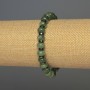 Náramek z rondelových korálků zeleného jahodového kvarcu o průměru 8,5×5 mm, hematit 6×2 mm, délka 18 cm, elastický