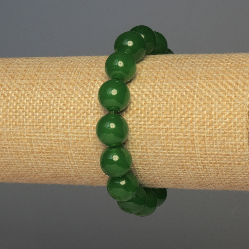 Náramek z hrizoprazu hladké korálky, průměr 12 mm, délka 18 cm, streč