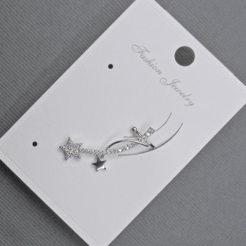 Náušnice s puzetou s kafovými korálkami do ucha, zlatý kov 11 x 28 mm + bílé štrasové kamínky