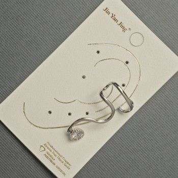 Náušnice CAF na ucho ze stříbrného kovu 16×28 mm ± bílý krystal