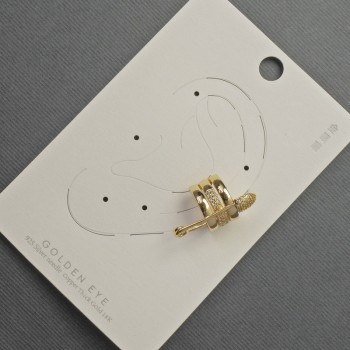 Náušnice s klipem «Špička» zlatavého kovu 14×24 mm + bílé štrasové kameny