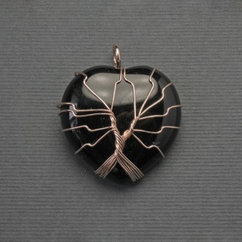 Přívěšek Srdce z achátu ve zlatém opletení, průměr 30×30 mm, délka 37 mm ±