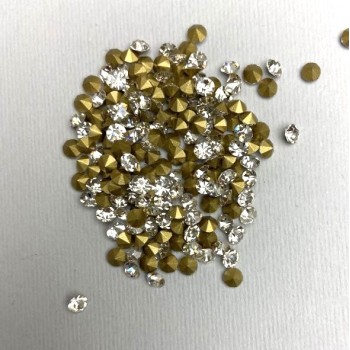 Štrasové kamínky, barva bílá, průměr 3,7 mm (±), balení 10 g (±)