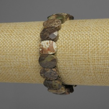 Náramek z oceánského jaspisu s fasetovanými články, průměr 14×10 mm, délka 18 cm, elastický