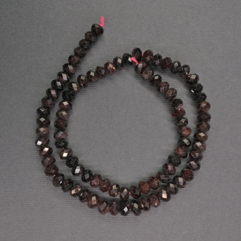 Granátové rondelové korálky, broušené, průměr 6×4 mm, délka 37 cm+