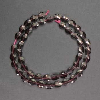 Granátové fasetované oválné korálky, průměr 6×8 mm, délka cca 39 cm