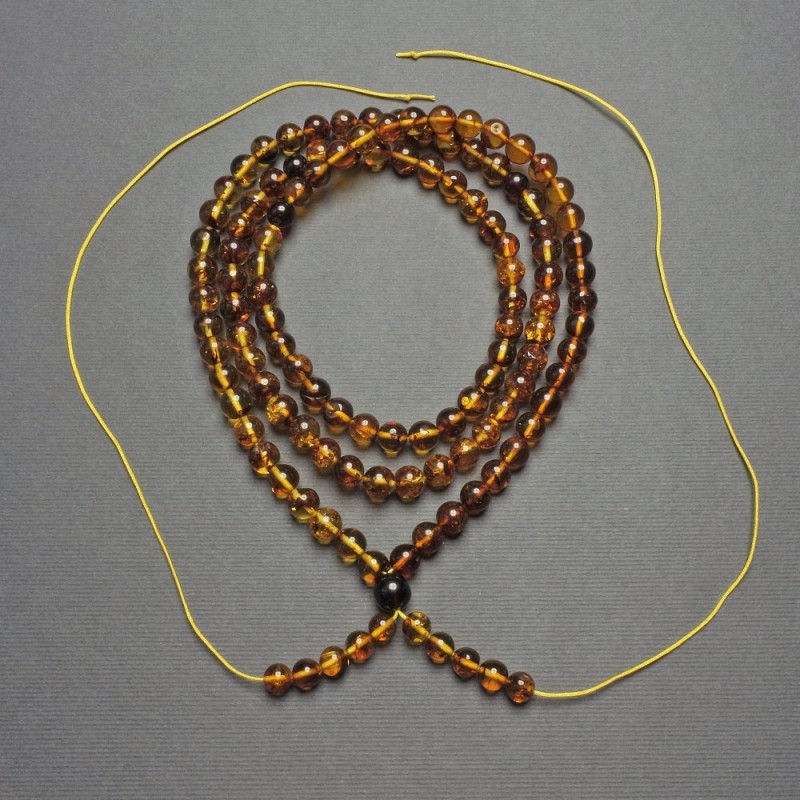 Jantarové korálky pro dlouhé růžence, korálky 7 mm ±, 6 mm ±, délka 80–88 cm ±