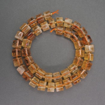 Korálky z přírodního citrínu cylindrické 9×7 mm, délka 41 cm