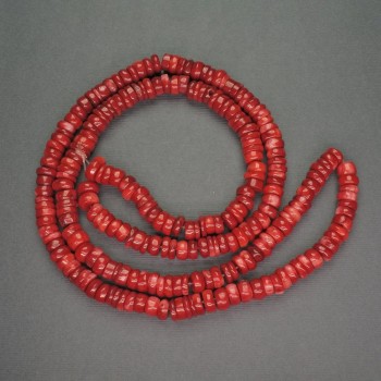 Korálové rondelové korálky z pravého červeného korálu, průměr 9×3 mm, délka ±85 cm