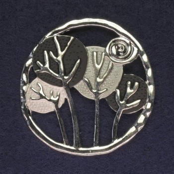 Brož ze stříbrného kovu na magnetu, průměr 52 mm +, pro šály, svetry, kabáty a tašky