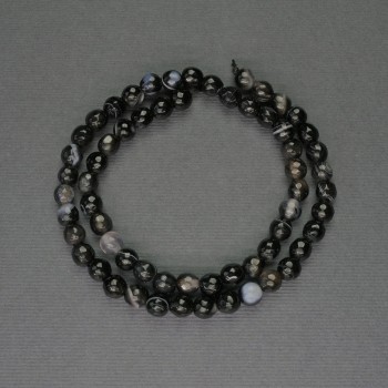 Achátové korálky broušené kuličky, Ø 6 mm ±, na niti, délka cca 37 cm+