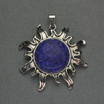 Přívěšek Slunce z lazuritu, 42 mm, délka 48 mm ±, stříbrný kov