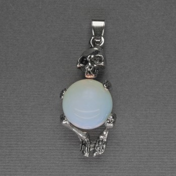 Přívěsek Skelet se měsíčním kamenem, kulička, průměr 16 mm ± 20×50 mm+