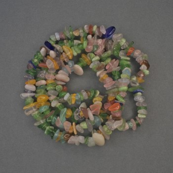 Mix korálků Kočičí oko na niti, drobné, průměr 6–10×2–4 mm, délka 76 cm