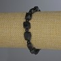 Náramek z turmalínu Sherl, neopracovaná galetka, průměr 12×8 mm ±, kulička 4 mm ±, délka 18 cm ±, elastický