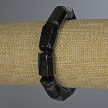 Náramek z turmalínu Šerl brusovaný válcový, průměr 15×11 mm ±, délka cca 18 cm ±, strečový