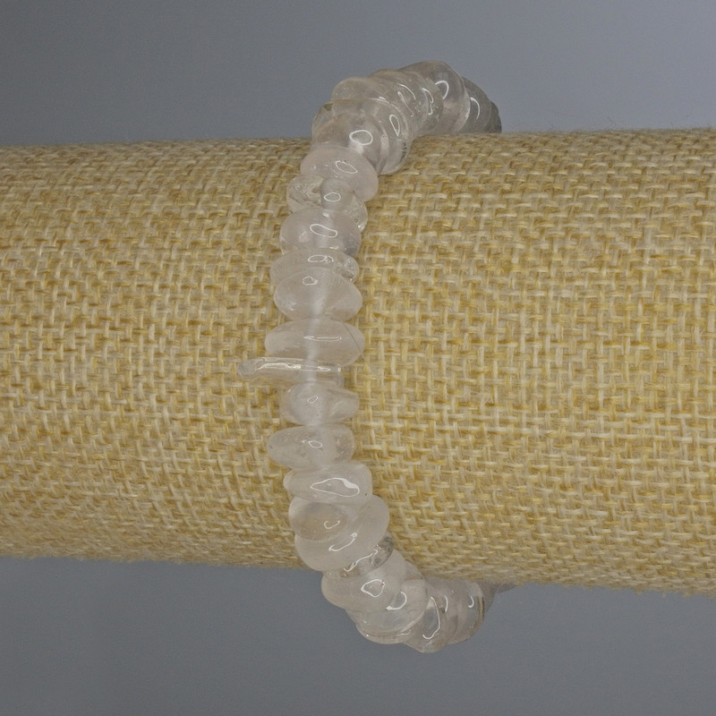 Náramek z horského křišťálu, galetované korálky, průměr 8–14×4 mm, délka 18 cm ±, pružný