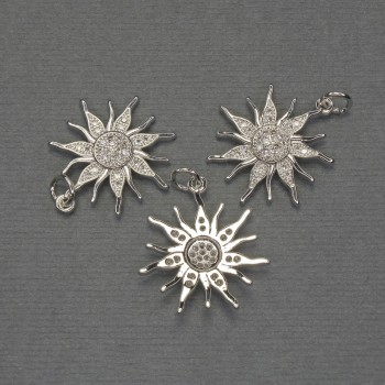 Přívěšek „Hvězda“, bílé štrasové, stříbrný kov, průměr 20 mm ±, délka 25 mm ±