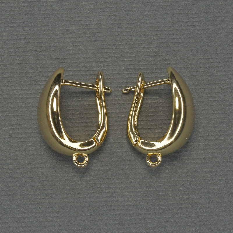 Háčky na náušnice ze zlatého kovu 18×10 mm – pár