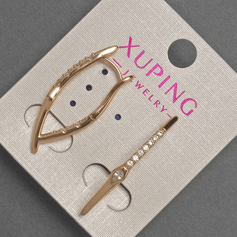 Náušnice Xuping s bílými štrasovými kamínky, průměr cca 2–3 mm, délka cca 32 mm, pozlacení 18K