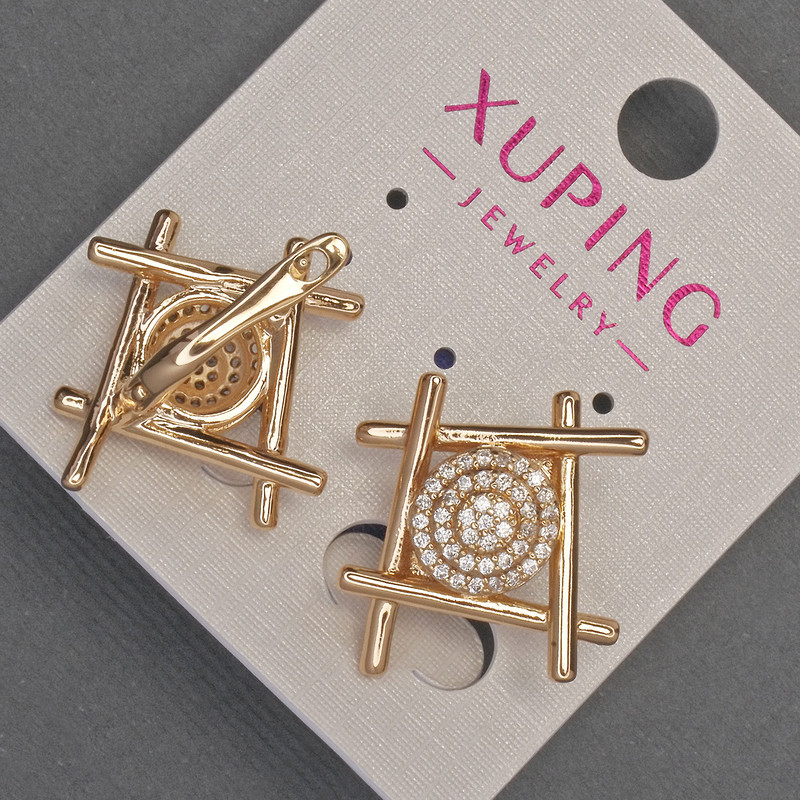 Náušnice Xuping se bílými štrasami, průměr 22 mm ±, délka 22 mm ±, pozlacení 18K
