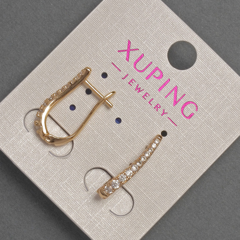 Náušnice Xuping s bílými kamínky, průměr 2 mm ±, délka 20 mm ±, pozlacení 18K