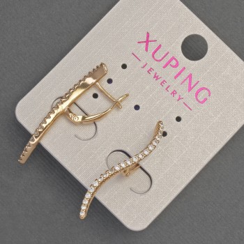 Náušnice Xuping s bílými štrasovými kamínky, průměr 2 mm, délka 34 mm, pozlacení 18K