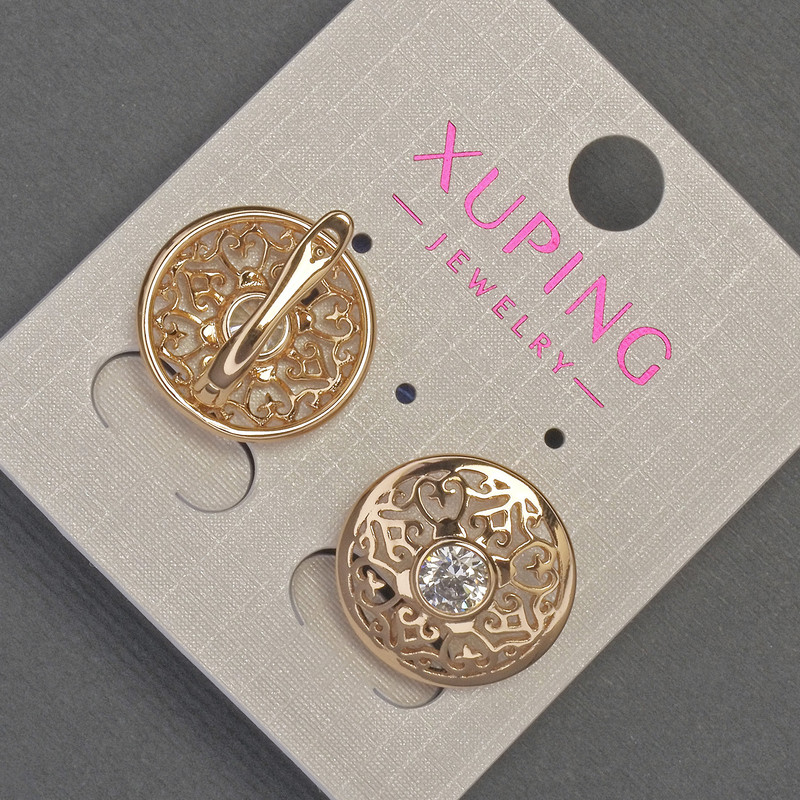 Náušnice Xuping se bílými krystaly, průměr cca 17 mm, délka cca 17 mm, pozlacení 18K