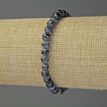 Náramek z černého Ohnivého achátu, broušené kuličky, průměr 6 mm, délka cca 18 cm, elastický