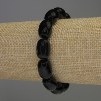 Náramek z achátu – barilkové korálky, průměr 14 × 10 mm, délka 18 cm, pružný