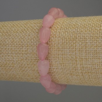 Náramek z růžového křemene ve tvaru kapky, průměr 12×8 mm, délka 18 cm, elastický