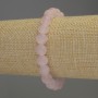 Náramek z růžového křemene, hladké korálky, průměr 8 mm +-, délka 18 cm +-, elastická šňůrka