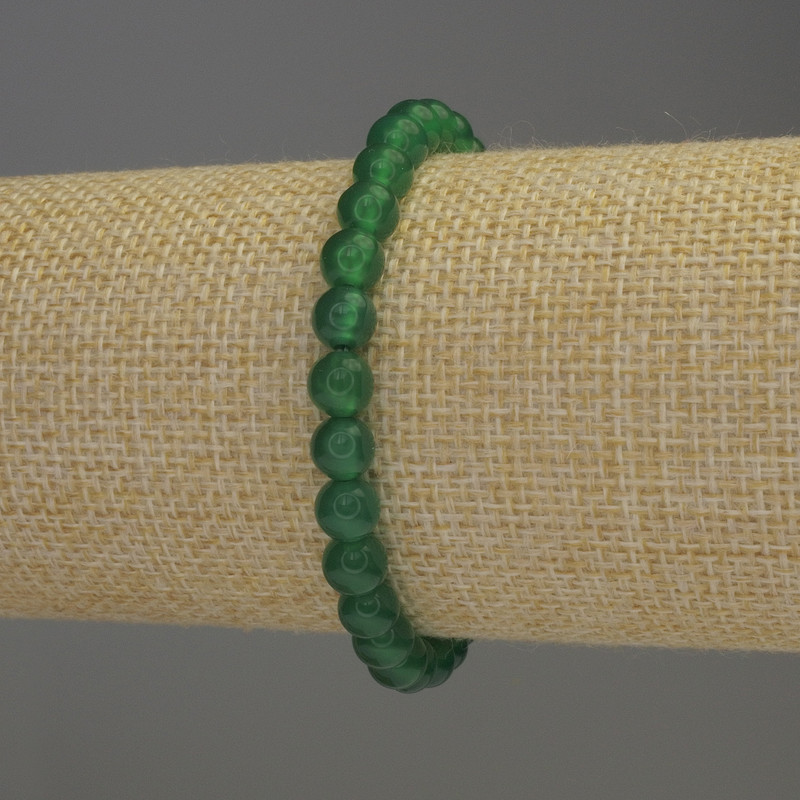 Náramek z hrizoprasu, hladké kuličky, průměr 6 mm, délka 18 cm, elastický