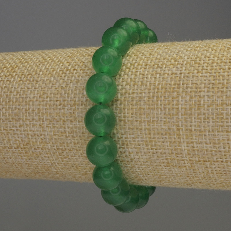 Náramek z nefritu – hladká kulička, průměr 10 mm, délka 18 cm – elastický